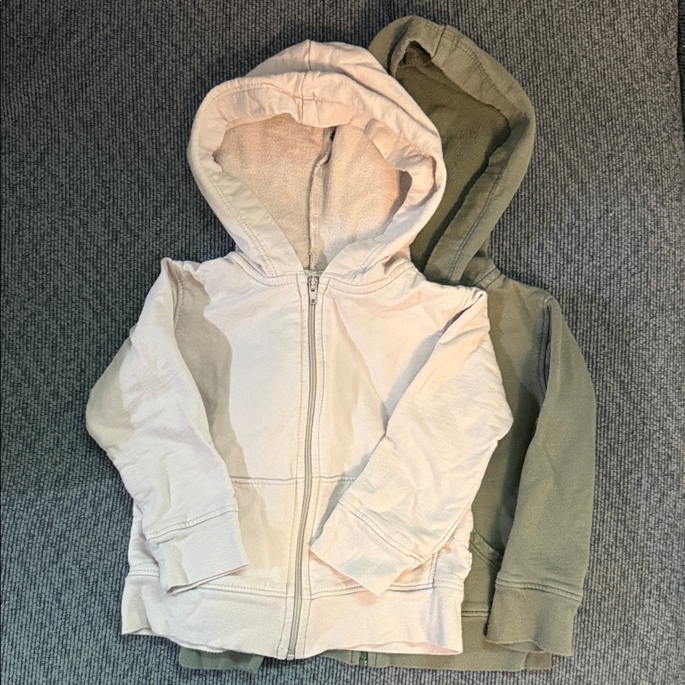 Les Gamins Zip-Up Hoodie Set - Cream & Green